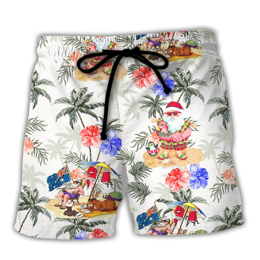 Christmas In July Coastal Santa Beach Shorts For Poolside Relaxation And Comfortable Daily Use