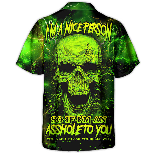 Skull Nice Person Hawaiian Shirt For Resort Getaways And Comfortable Summer Activities