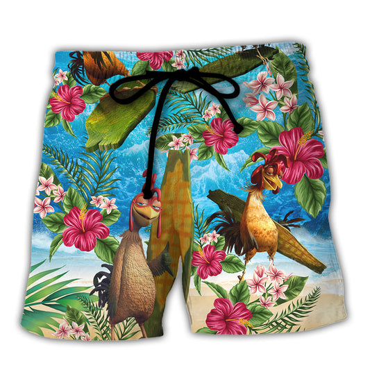 Tropical Surfing Chicken Beach Shorts For Oceanfront Escapes And Everyday Comfort