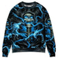 Blue Smoke Flaming Skull Sweater For Casual Wear Parties And Thoughtful Gifting