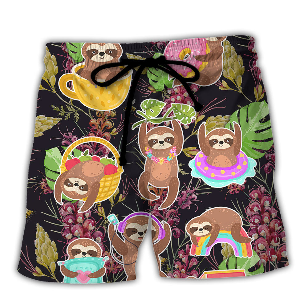 Tropical Sloth Beach Shorts For Beach Days And Everyday Comfort