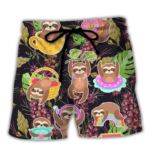 Tropical Sloth Beach Shorts For Beach Days And Everyday Comfort