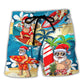 Christmas In July Surfing Santa Beach Shorts For Summer Vacations And Laid Back Styling