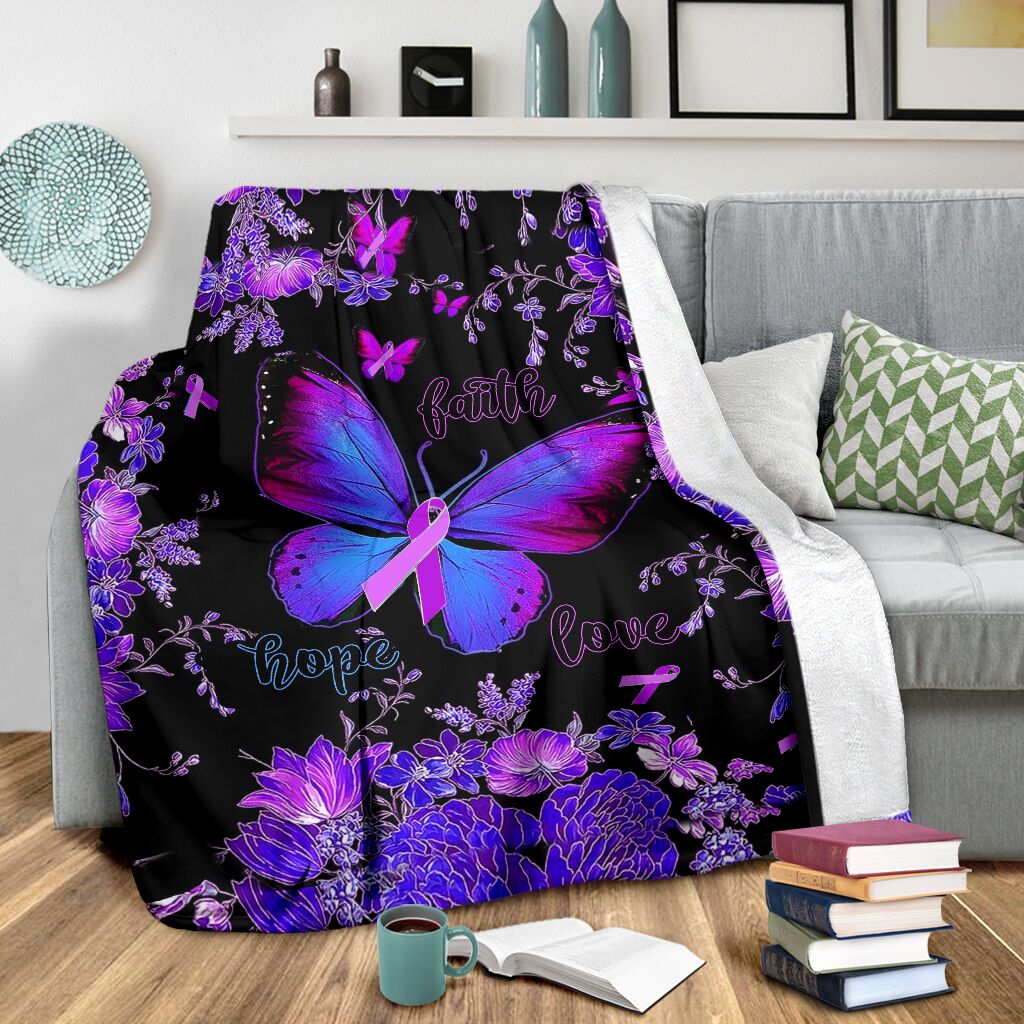Fibromyalgia Awareness Butterfly Flannel Blanket For Cozy Bedroom Sofa Decor