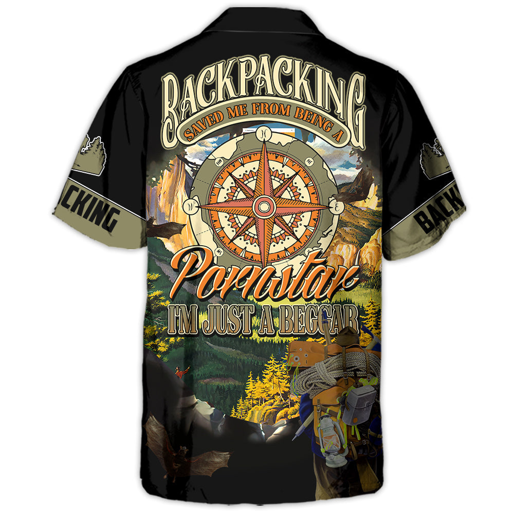 Backpacking Novelty Hawaiian Shirt For Summer Vacation And Beach Travel