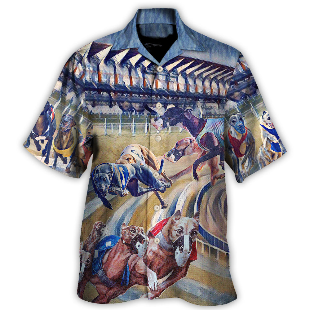 Dog Racing Greyhound Hawaiian Shirt Summer Design Detail For Coastal Travel