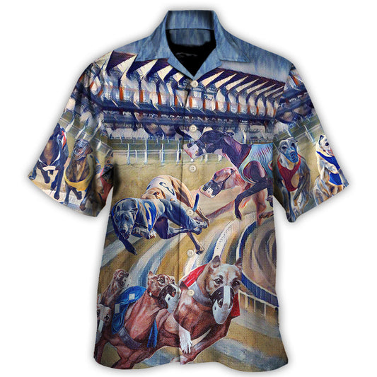 Dog Racing Greyhound Hawaiian Shirt Summer Design Detail For Coastal Travel