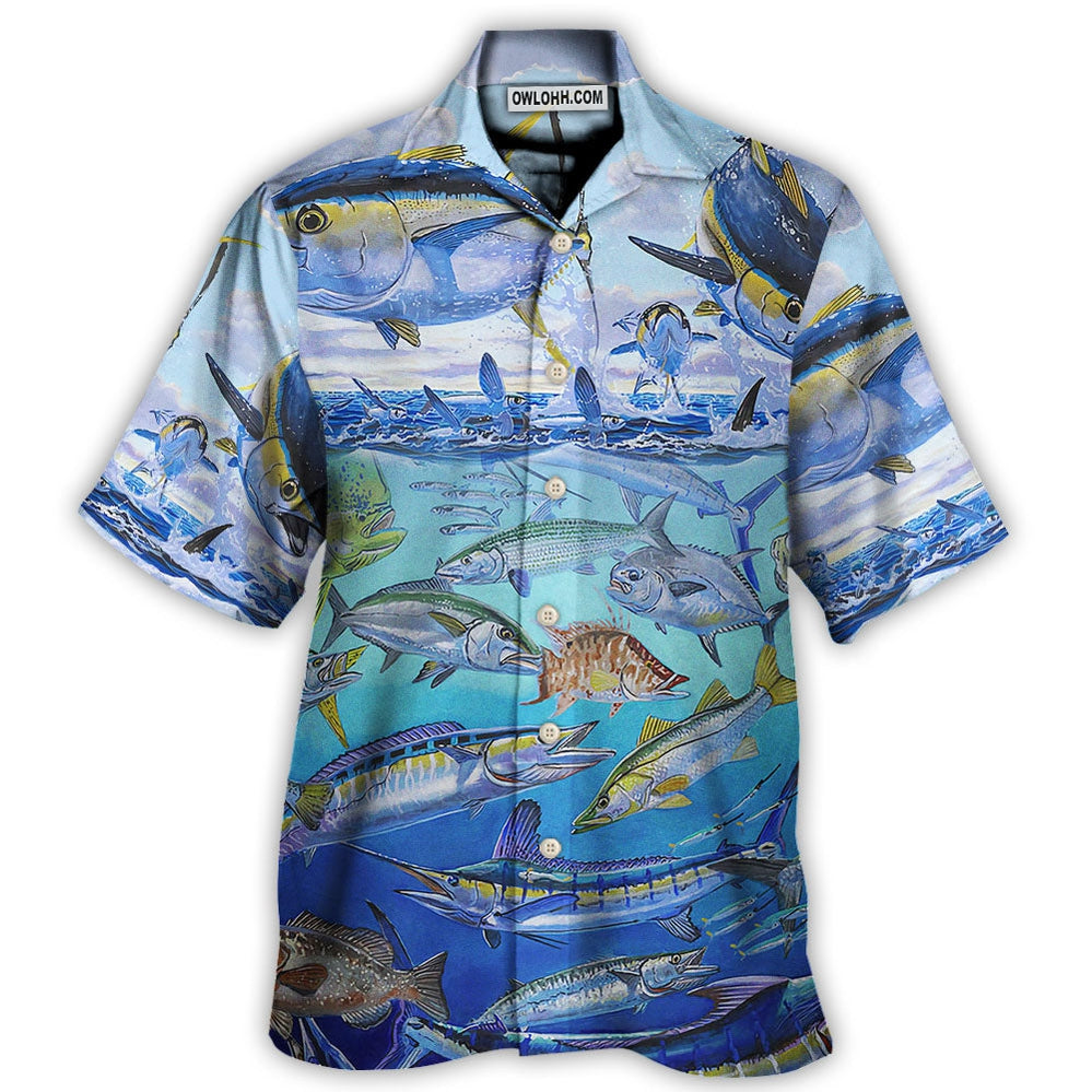 Coastal Fishing Activity Hawaiian Shirt Relaxed Style View For Beach Days