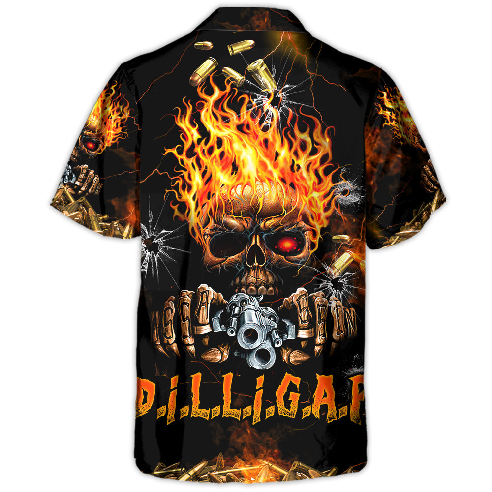 Skull Flame Hawaiian Shirt Creative Print View For Tropical Vacations