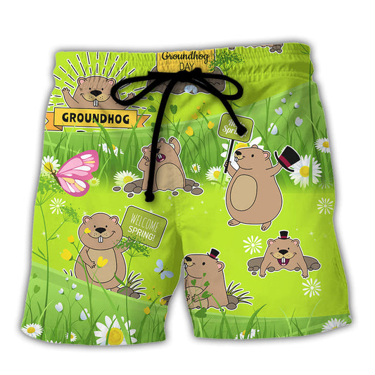 Floral Groundhog Day Beach Shorts For Warm Weather Outings And Everyday Comfort
