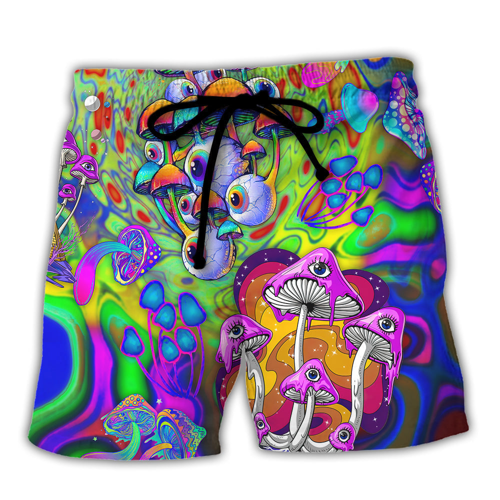 Hippie Mushroom Colorful Beach Shorts For Tropical Holidays And Leisure And Relaxation