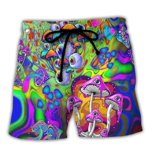 Hippie Mushroom Colorful Beach Shorts For Tropical Holidays And Leisure And Relaxation