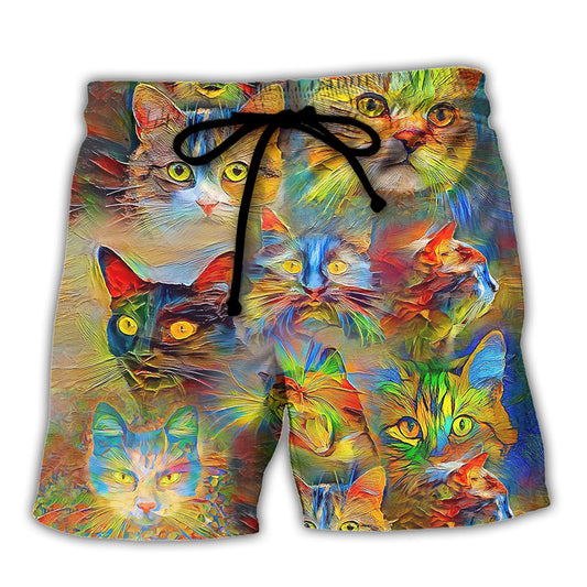 Colorful Cat Beach Shorts For Poolside Relaxation And Easy Warm Weather Wear