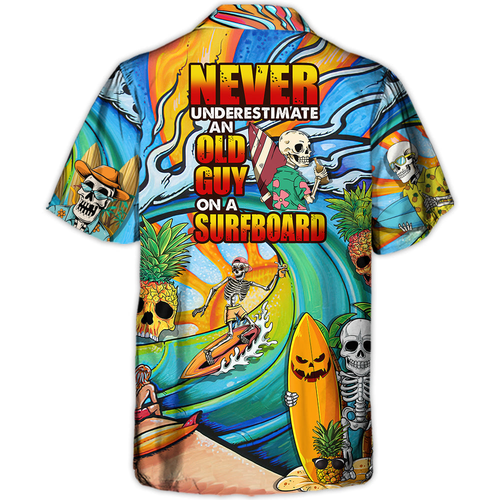 Funny Surfing Skeleton Hawaiian Shirt Graphic Artwork Detail For Thoughtful Gifting