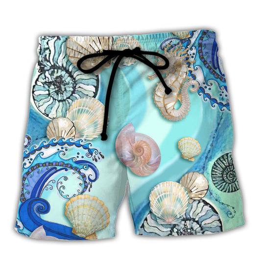 Coastal Seashell Beach Shorts For Beach Days And Travel Ready Comfort