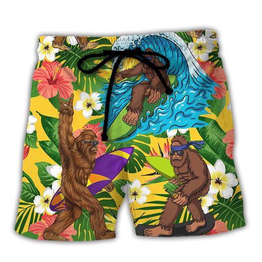 Surfing Bigfoot Beer Beach Shorts For Casual Day Trips And Leisure And Relaxation