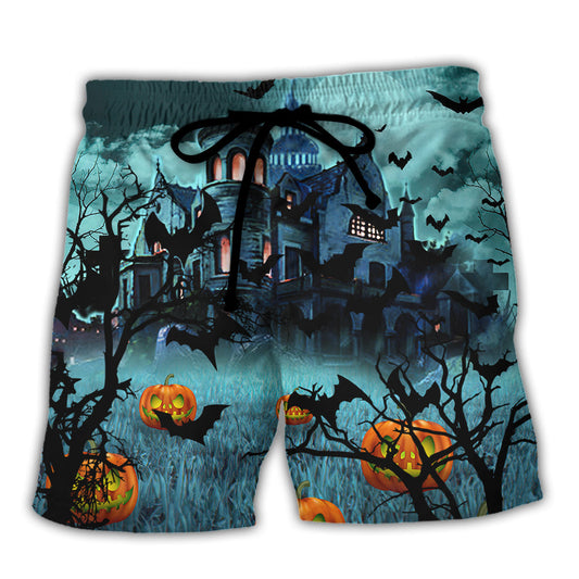 Halloween Pumpkins Night Dark Style Beach Shorts For Fantasy Fan Beach Days
