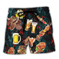 BBQ Food Pork Beach Shorts For Holiday Cruises And Bright Seasonal Outfits