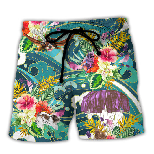 Parasailing Dog Let's Go Parasailing Fun Beach Shorts For Beach Days And Casual Travel
