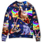 Space Galaxy Cat Food Ride Sweater For Outdoor Activities Weekend Trips And Relaxed Everyday Outfits