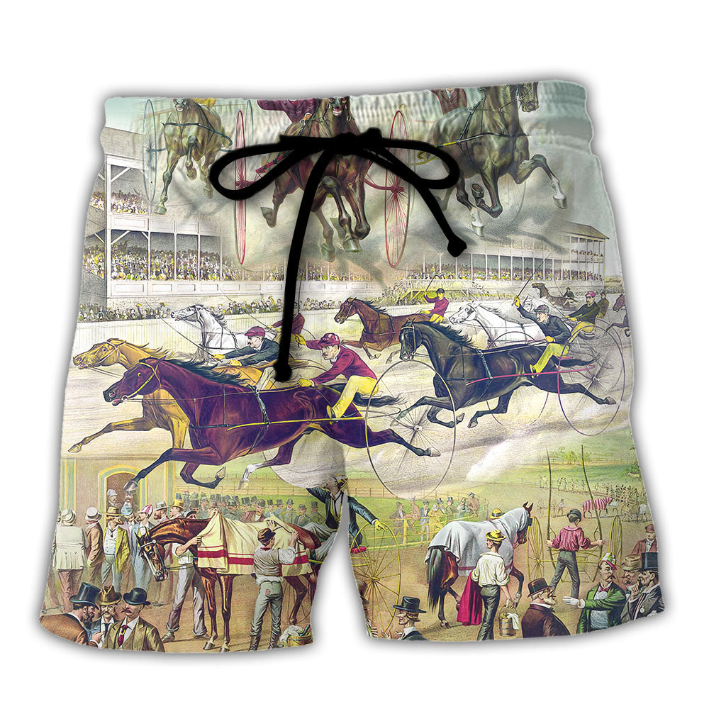 Harness Racing Road Horse Lover Beach Shorts For Racing Fans And Beach Days