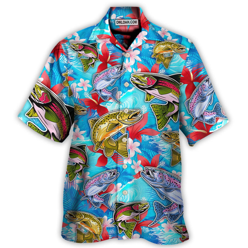 Tropical Fishing Adventure Graphic Hawaiian Shirt Resort Outfit View For Warm Weather Events