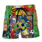 Soccer Colorful Art Style Lover Beach Shorts For Active Summer Travel