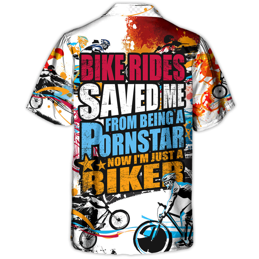 Bicycle Rides Fame Biker Hawaiian Shirt Design Detail For Sunny Adventures And Casual Wear