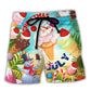 Snowman Ice Cream Funny Christmas In July Beach Shorts For Festive Outdoor Style