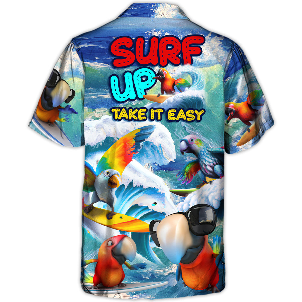 Funny Surfing Parrot Surf Hawaiian Shirt Artwork View For Thoughtful Gifting