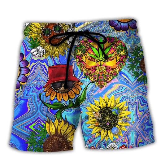 Hippie Sunflower Beach Shorts For Poolside Relaxation And Bright Seasonal Outfits