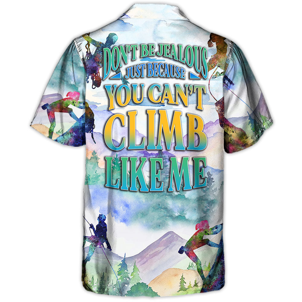 Rock Climbing Hawaiian Shirt Detailed Pattern View For Vacation Style