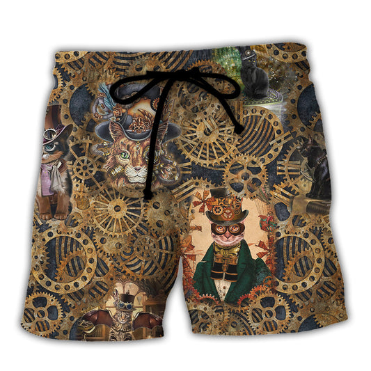 Cat Love Machine Vintage Style Beach Shorts For Wildlife Inspired Summer Style