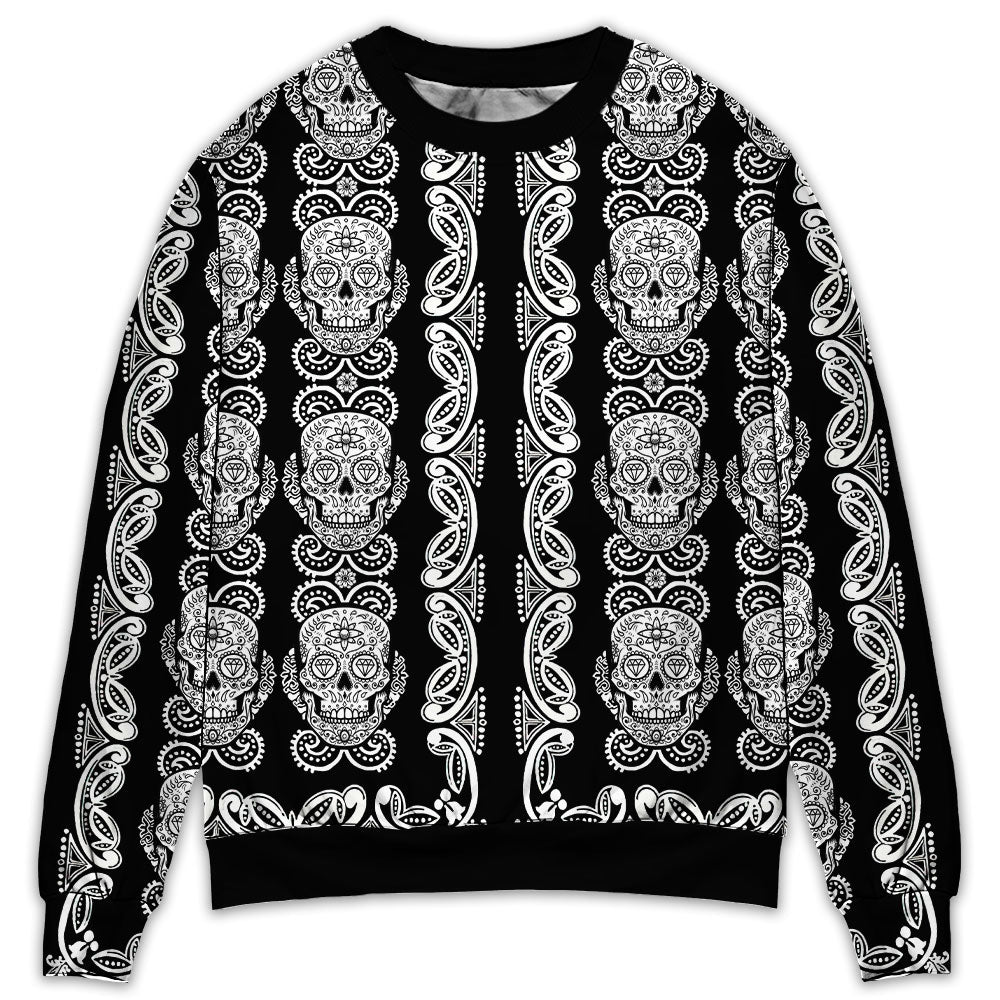Black And White Diamond Skull Sweater For Alternative Fashion Events And Thoughtful Seasonal Gifts