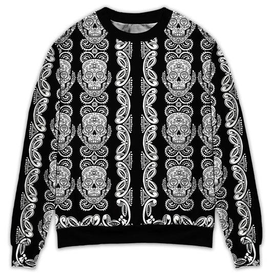 Black And White Diamond Skull Sweater For Alternative Fashion Events And Thoughtful Seasonal Gifts