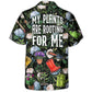 Vintage Gardening Plants Hawaiian Shirt Collar And Front View For Vacation Style