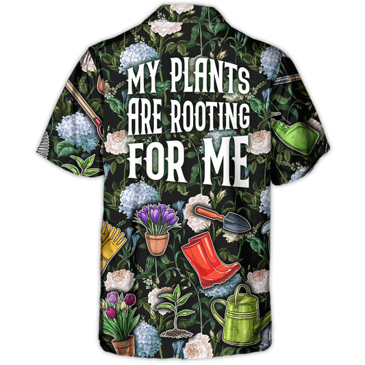 Vintage Gardening Plants Hawaiian Shirt Collar And Front View For Vacation Style