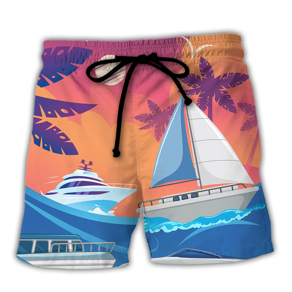 Yachting Saved Me Funny Yacht Lover Beach Shorts For Resort Trips And Warm Weather Style