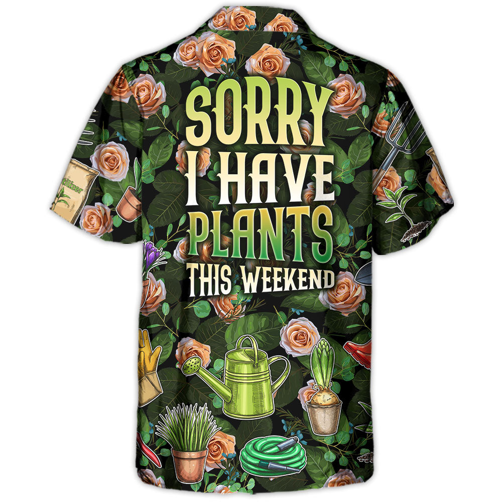 Vintage Gardening Plants Hawaiian Shirt Pattern Detail For Weekend Trips