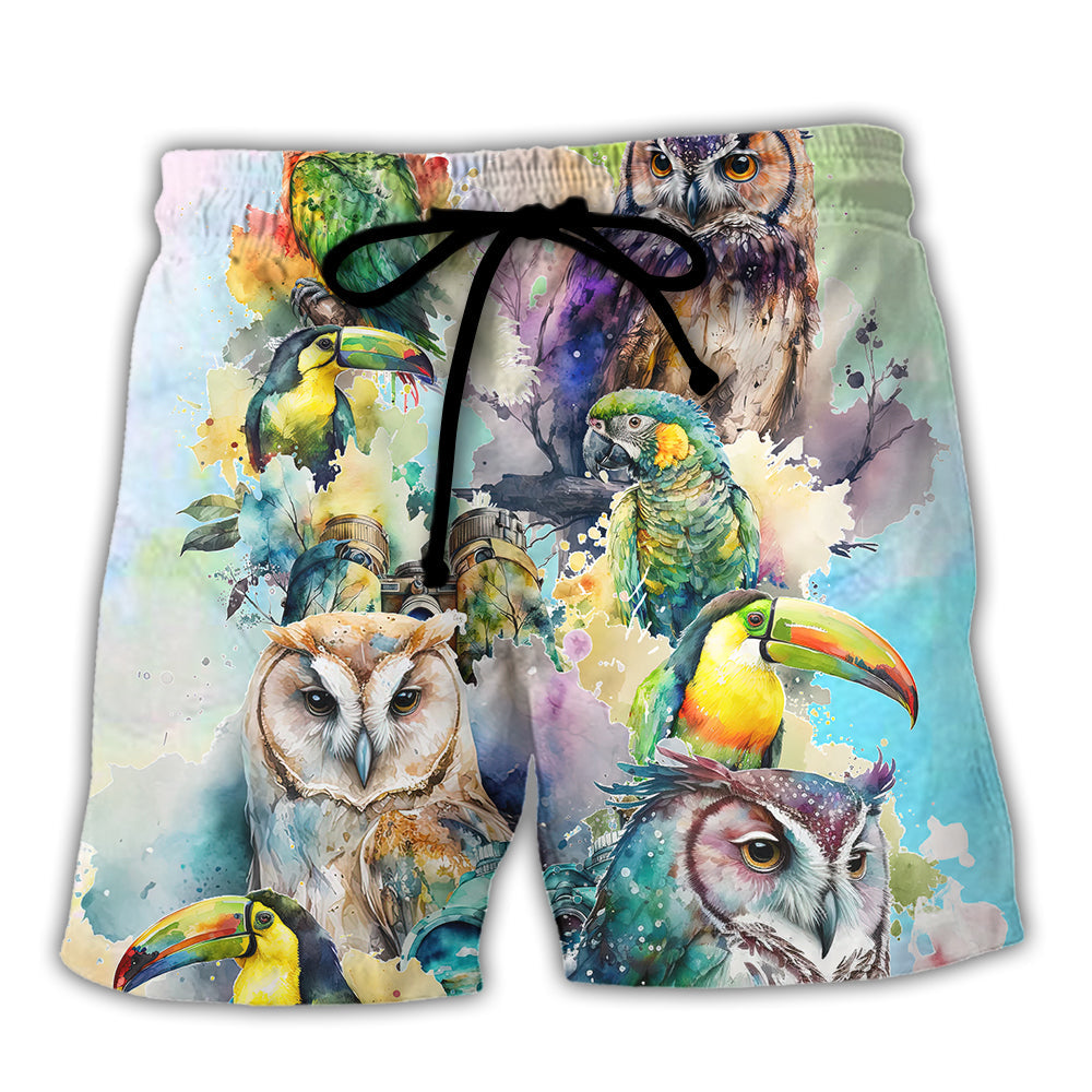 Bird Watching Beach Shorts For Island Getaways And Everyday Comfort