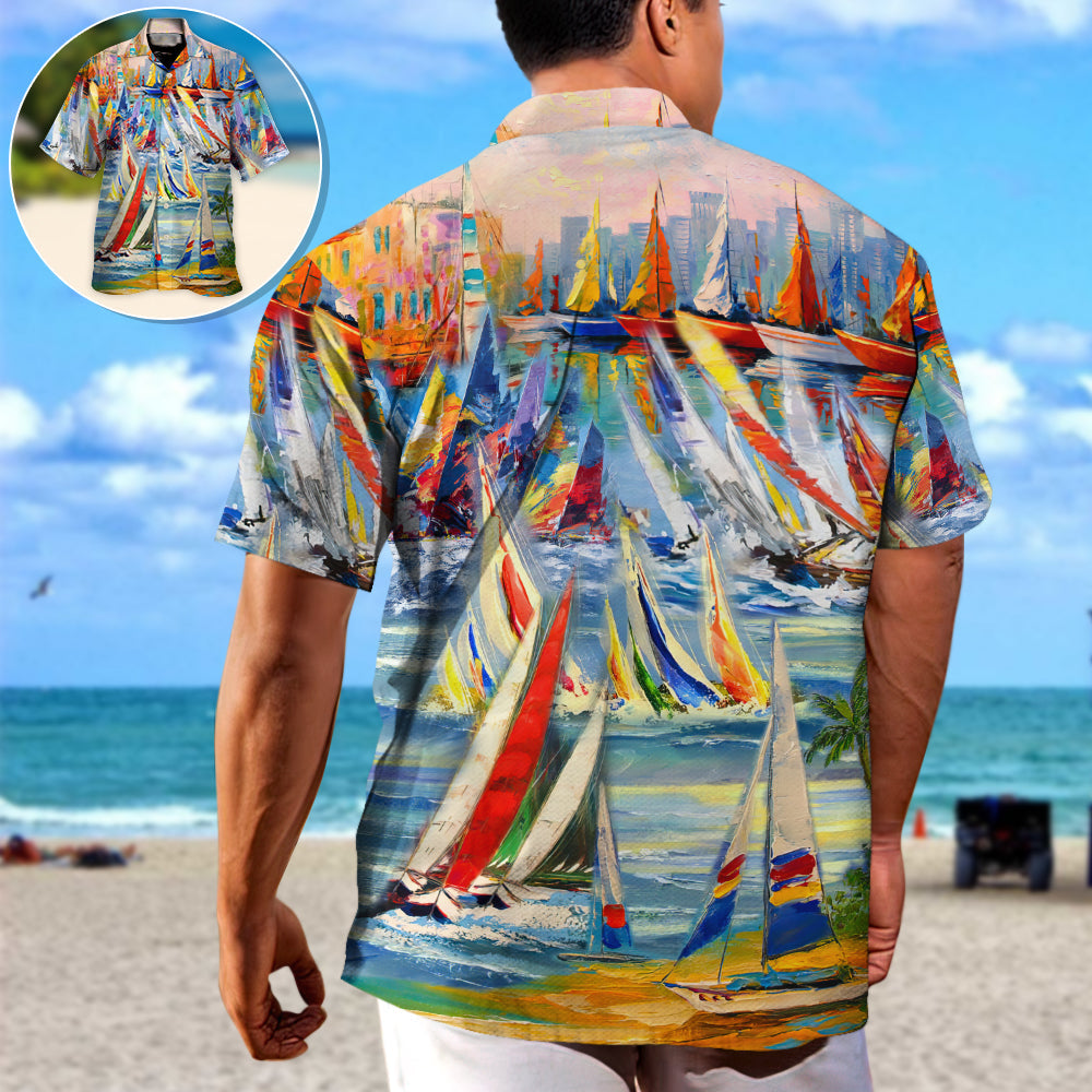 Sailing Ocean Weekend Humor Hawaiian Shirt Pattern Detail For Outdoor Gatherings