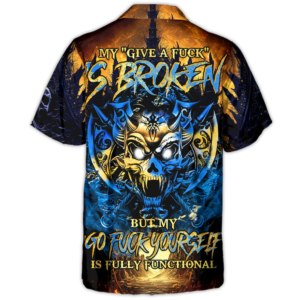 Blue Skull Fire Attitude Hawaiian Shirt Design View For Resort Travel And Thoughtful Gifting