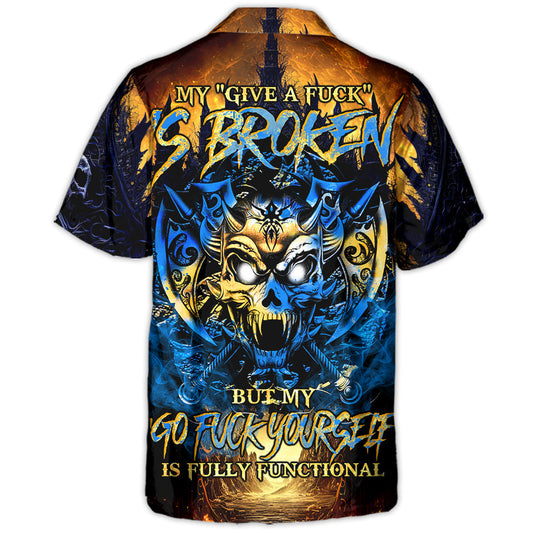 Blue Skull Fire Attitude Hawaiian Shirt Design View For Resort Travel And Thoughtful Gifting