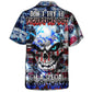 Vintage Skull Artwork Hawaiian Shirt Fabric Pattern Detail For Vacation Style