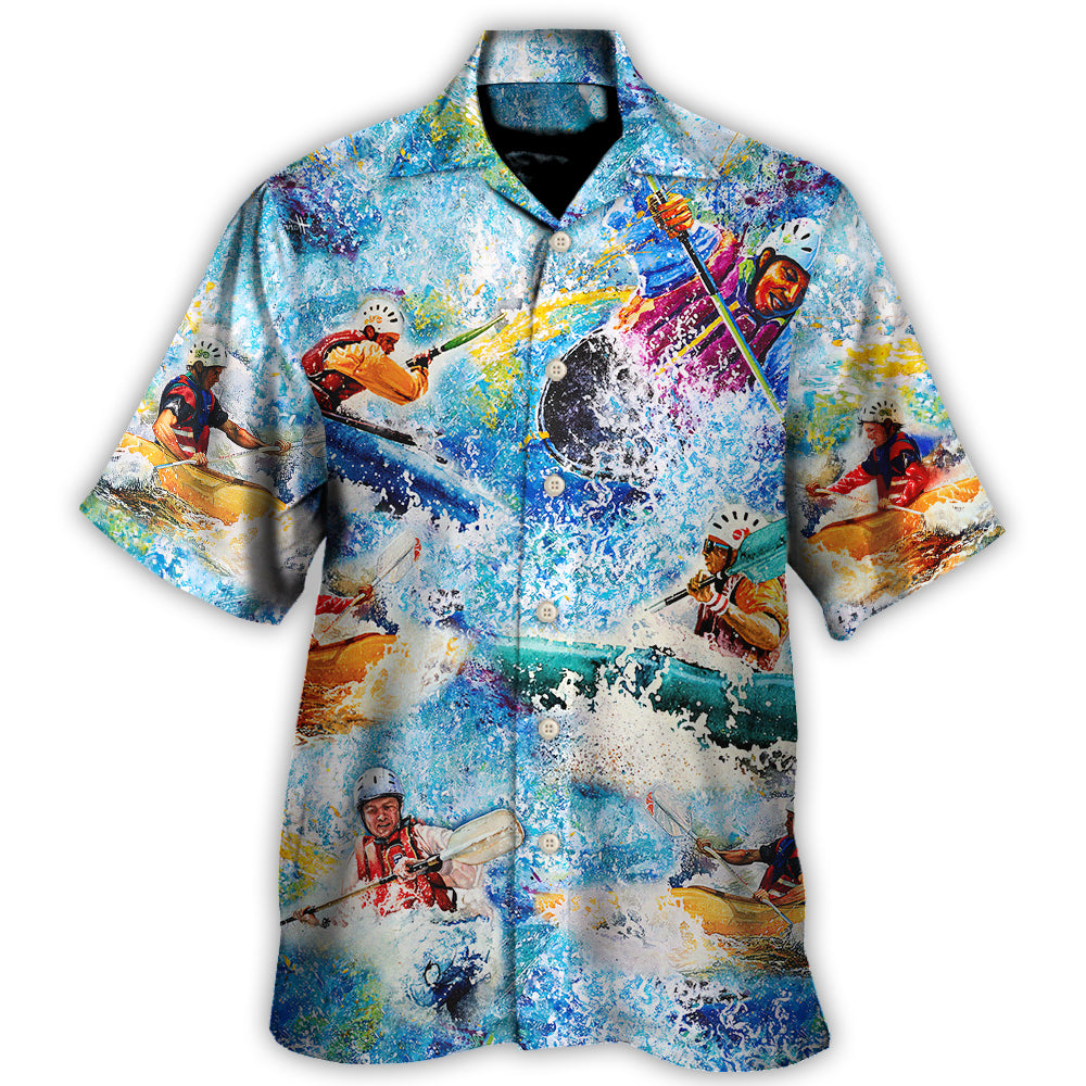 Kayaking Vacation Sport Hawaiian Shirt Detailed Pattern View For Resort Wear