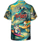 Funny Surfing Cat Hawaiian Shirt Tropical Styling View For Thoughtful Gifting
