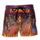 Festival Desert Fire Art Style Beach Shorts For Summer Vacation And Coastal Travel