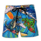 Surfing Dinosaur Surfing Is Life Funny Wave Beach Shorts For Pet Lover Outdoor Comfort