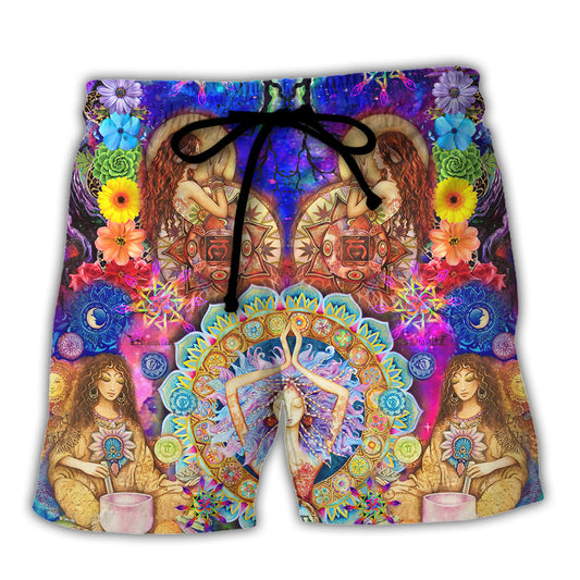 Yoga Mostly Peace Love Light With A Sass Twist Beach Shorts For Game Day Getaways