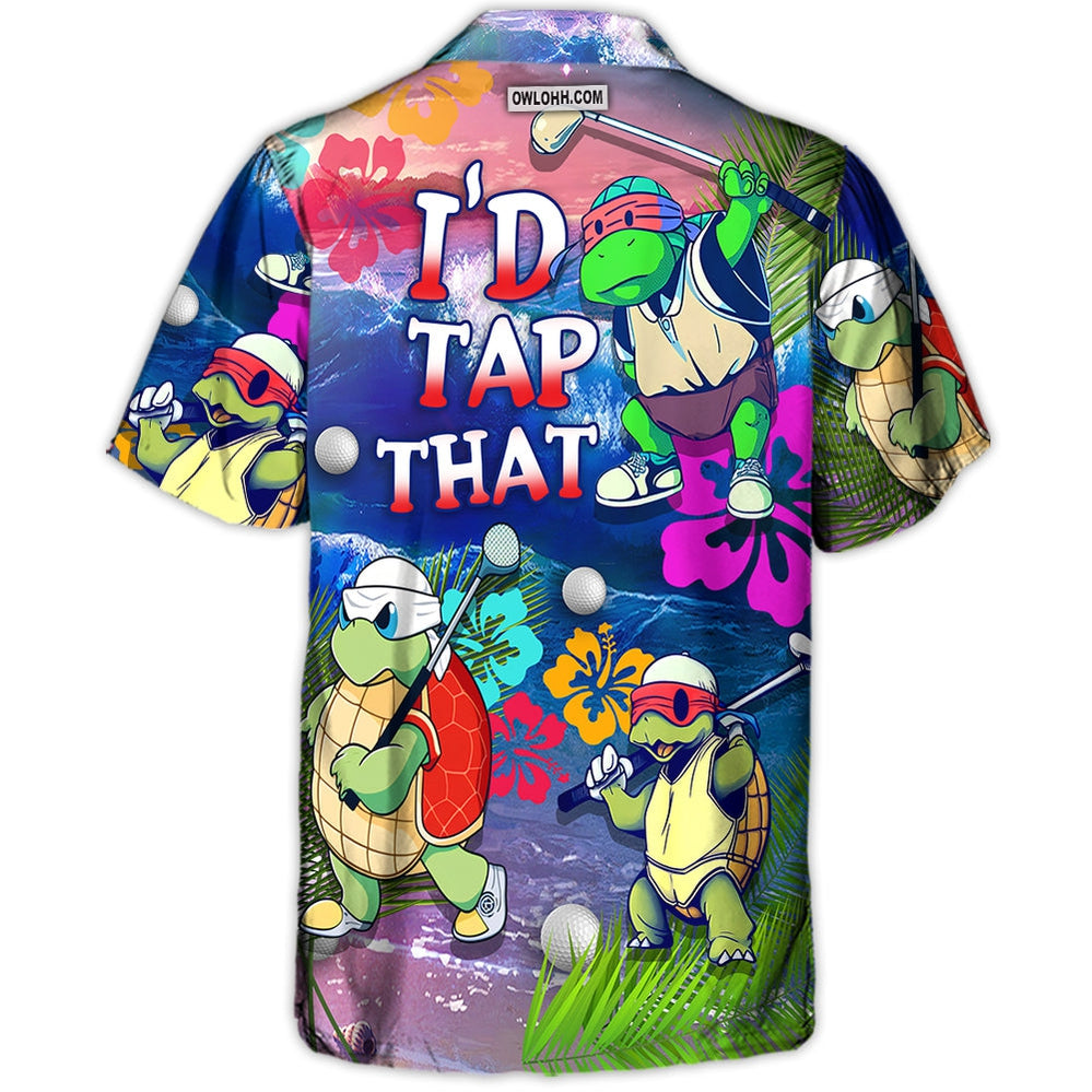 Funny Golf Turtle Beach Hawaiian Shirt Print Closeup For Weekend Trips